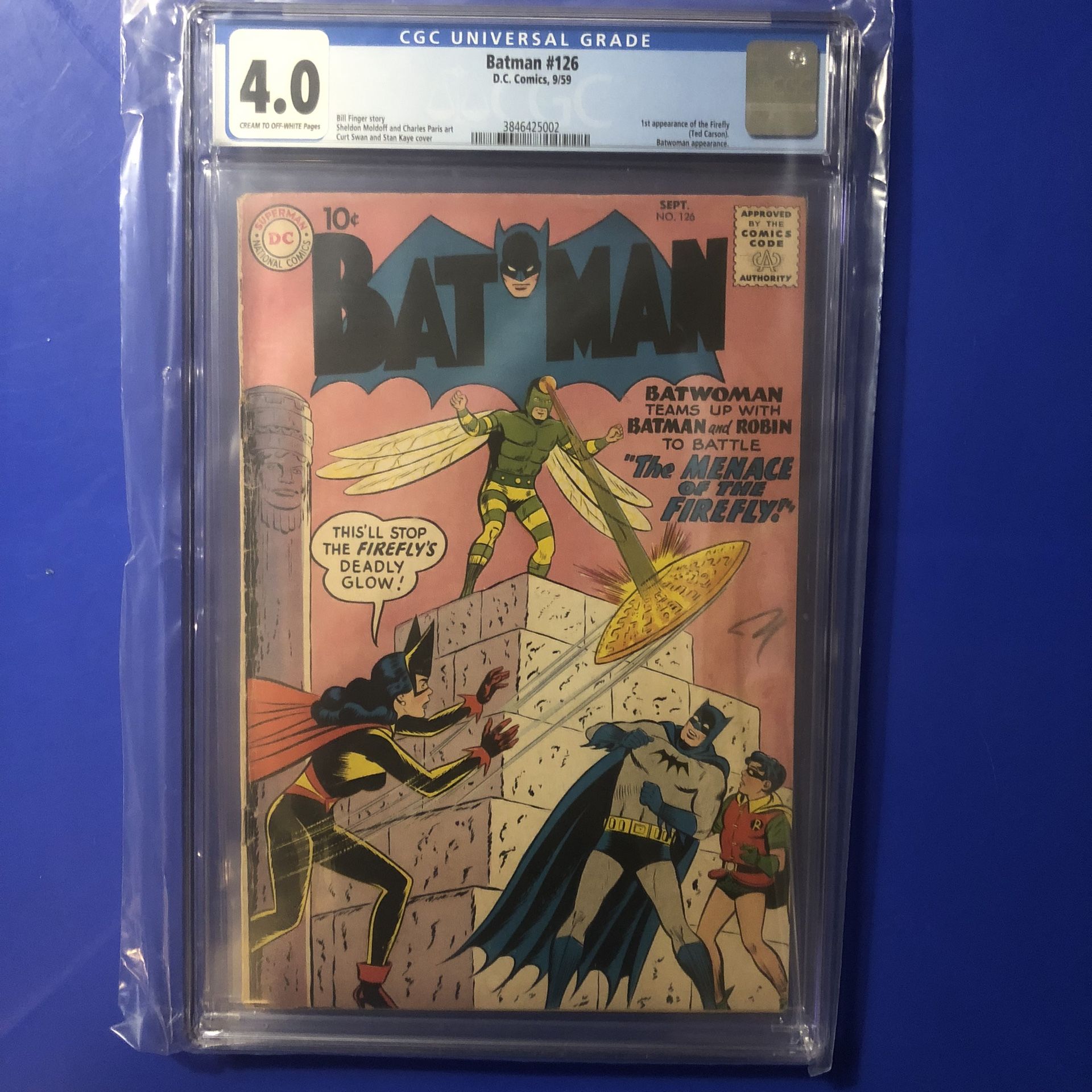 BATMAN #126 CGC 4.0 1ST APPEARANCE FIREFLY of Ted Carson DC COMICS Batwoman 1959