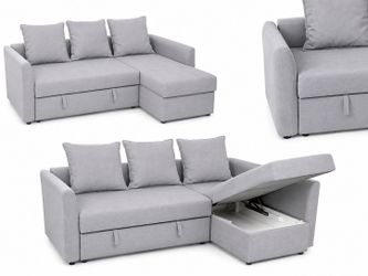 IKEA FRIHETEN Sleeper Sectional with Storage – Light Gray