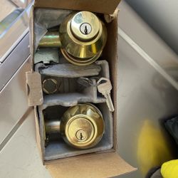 Deadbolt Lock Set Gold