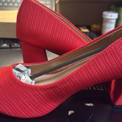 Red Fabric High Heels for Women - Stylish Pointed Toe, Non-Slip Rubber Sole, All-Season Versatile Pumps, Casual Elegance, Easy Maintenance, Versatile 