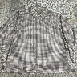 Maus & Hoffman Shirt Mens XL Yellow Blue Plaid Long Sleeve Button Up Casual