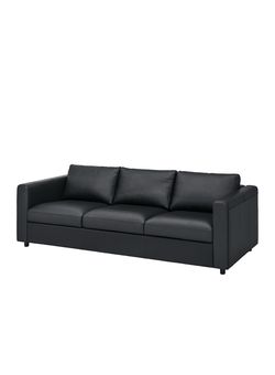 Premium Ikea Large Black Leather Couch - Excellent Condition