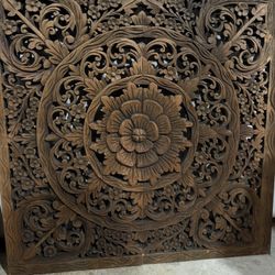 Floral Wood Carving Wall Art