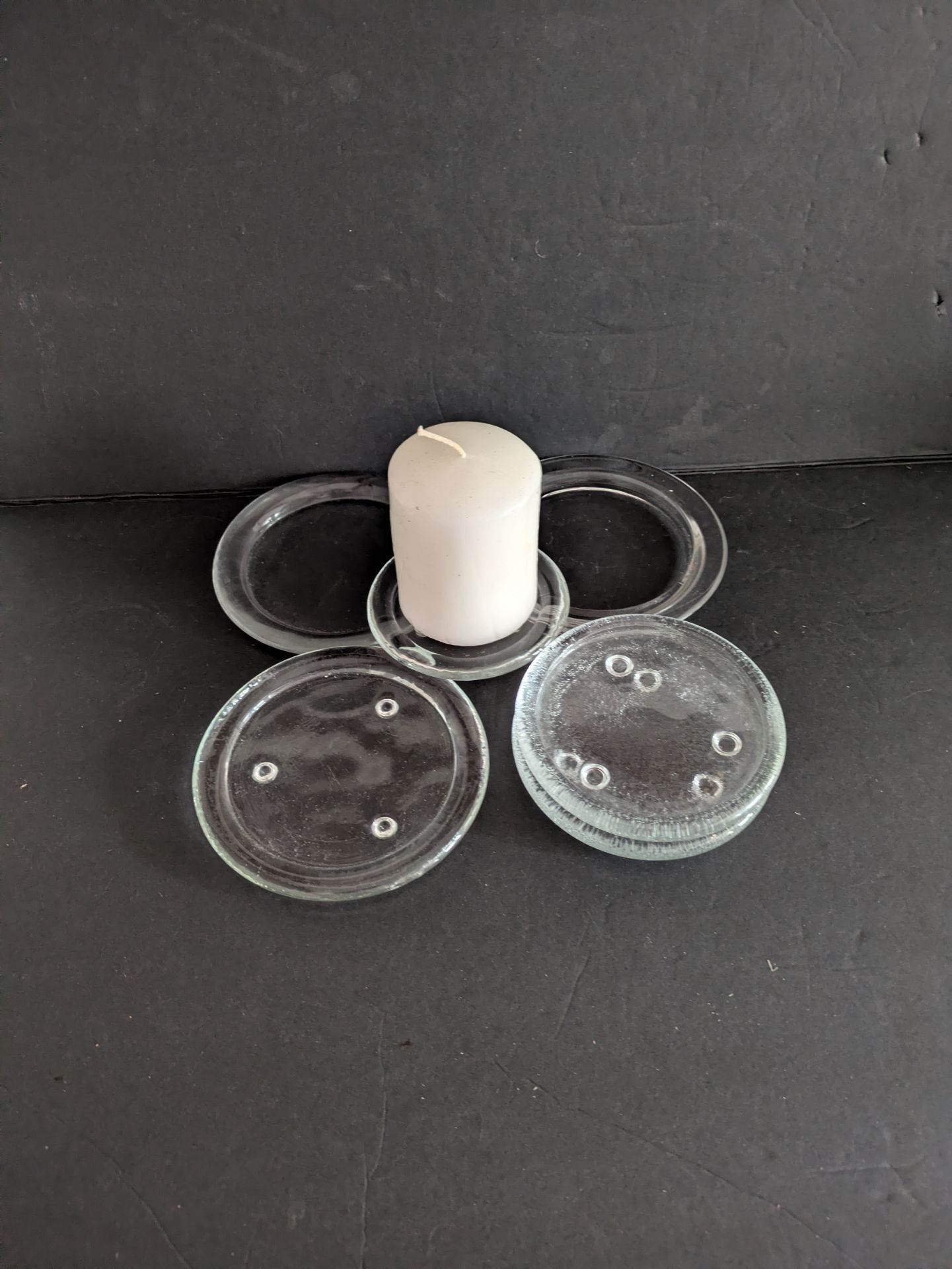 Glass Clear Frosted Candle or Plant Plates Coasters Bundle 6