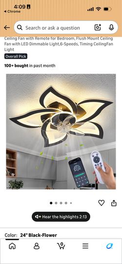 Ceiling fans with changeable lights and speeds.