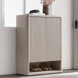 1619b  Shoe Cabinet 44" Tall Large Storage Organizer Modern Shoe Rack with Doors & 4 Shelves Mid Century Free Standing 6-Tier Cabinet for Entryway Hal