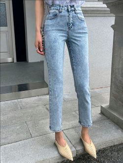 Ladie's Slim Fit Denim Pants With Pockets Women Jeans