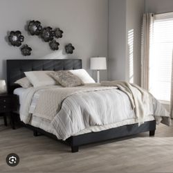 Queen Charcoal Upholstered Bed NEW