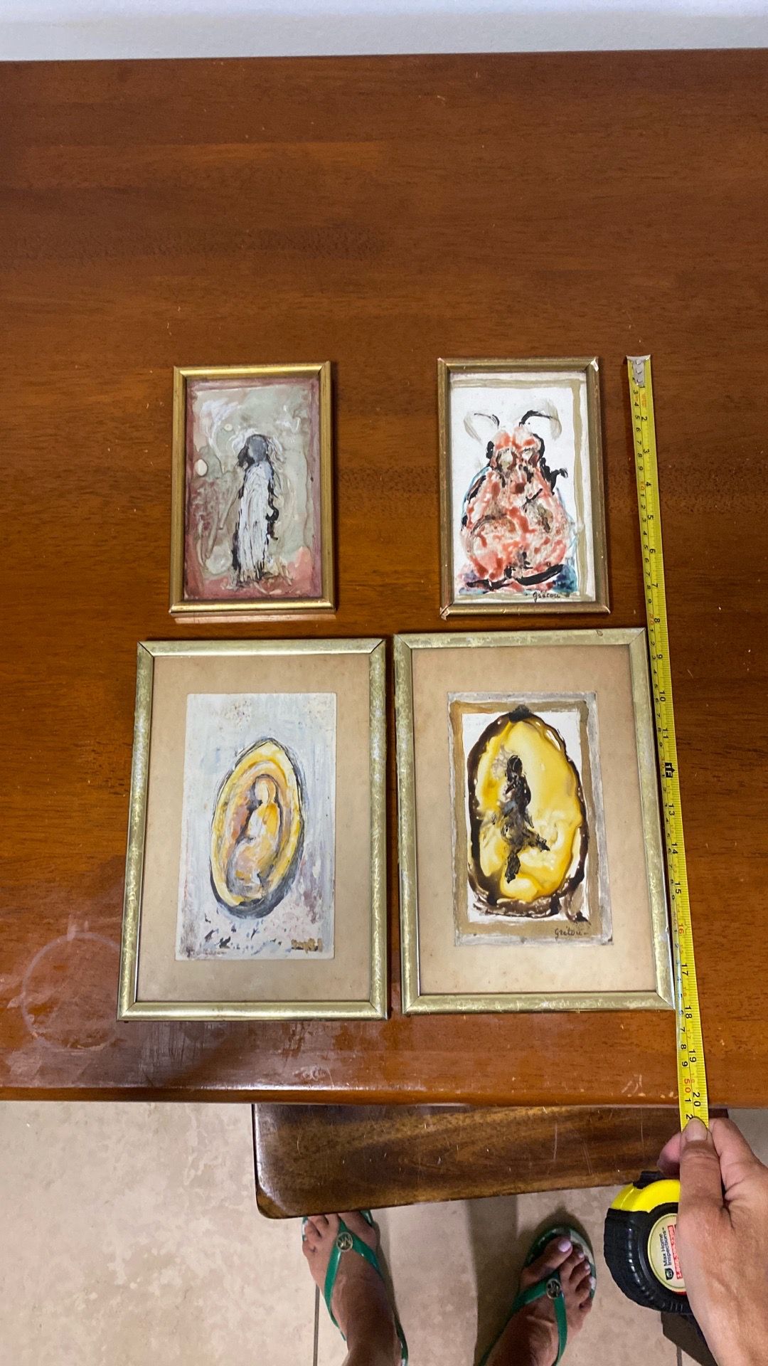 Artist signature “Goutou artwork. Set of 4 framed paintings.