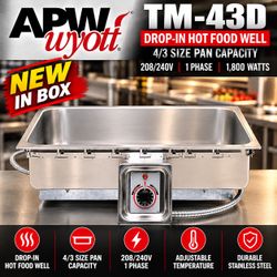New APW Wyott TM-43D Commercial Drop-In Hot Food Well – 4/3 Pan – New in Box