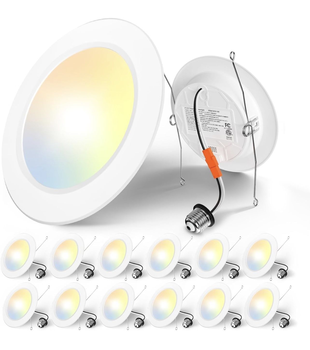BRAND NEW IN BOX Odeer Recessed Lighting 5/6 Inch, 12 Pack Flat LED Can Lights 4000K, 1000 LM Brightness, 12W Eqv 110W, Retrofit Installation