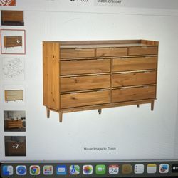 Dresser 9 Drawers Solid Wood 