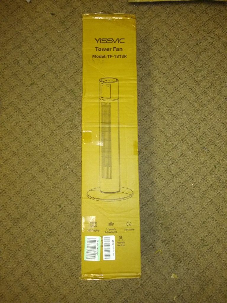 Yissvic Tower Fan Led Display Remote Control 3 Speed Adjustment Their Price $80 Our Price $45