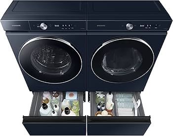 Samsung Bespoke 27" Washer Dryer Laundry Pedestal with Storage Drawer in Brushed Black