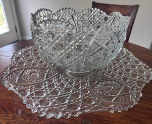 crystal punch bowl and plate