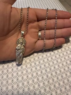 San judas silver necklace