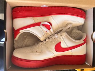 Nike Air Force 1 Low Cream Red Sneakers Size 9.5