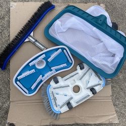 Pool Accessories - 3 Brushes And Net