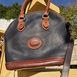 Dooney & Bourke Norfolk Black Leather Satchel Shoulder Bag Vintage USA