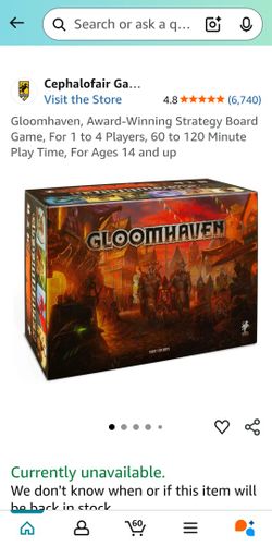 Gloomhaven Board Game Rare 1st Edition Open Box. Rare