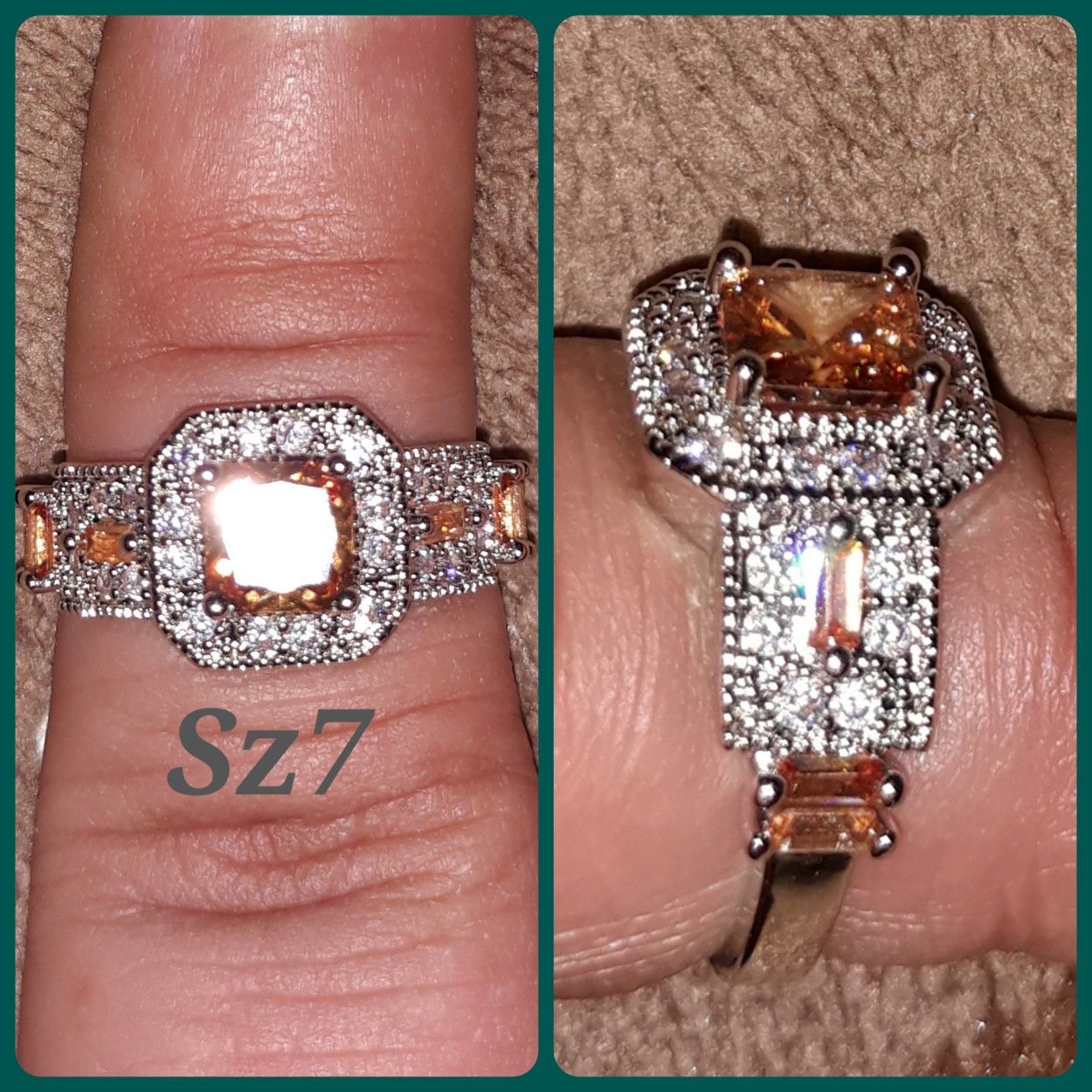 Sterling silver, white & champagne cz diamonds