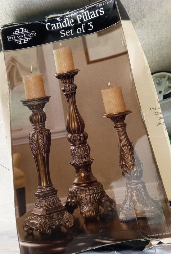 Set Of Three Luxury Pillar Candle Holders