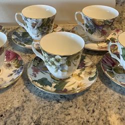 DUTCHESS Teacups & Saucers England Fine Bone China- set of 6