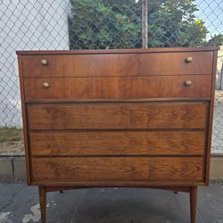 Mid-Century Modern Walnut Highboy Dresser by Dixie