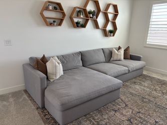 Large down-filled sectional with oversized chaise
