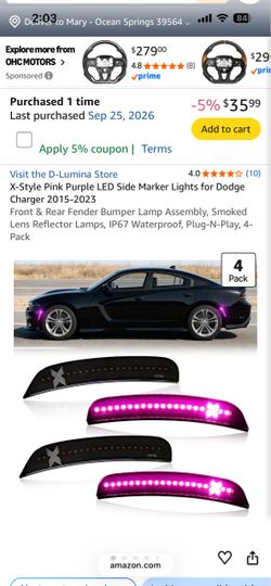 D-Lumina X-Style Pink Purple LED Side Marker Lights 4-Pack