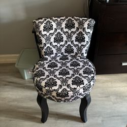 Modern Black And White Damask Accent Chair
