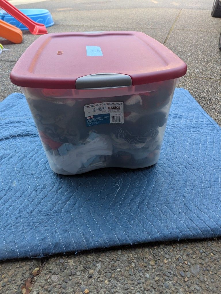 Sterilite Storage Bin with Clothes 6 month boys