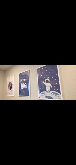 Set of 3 Framed Kids Space Wall Art