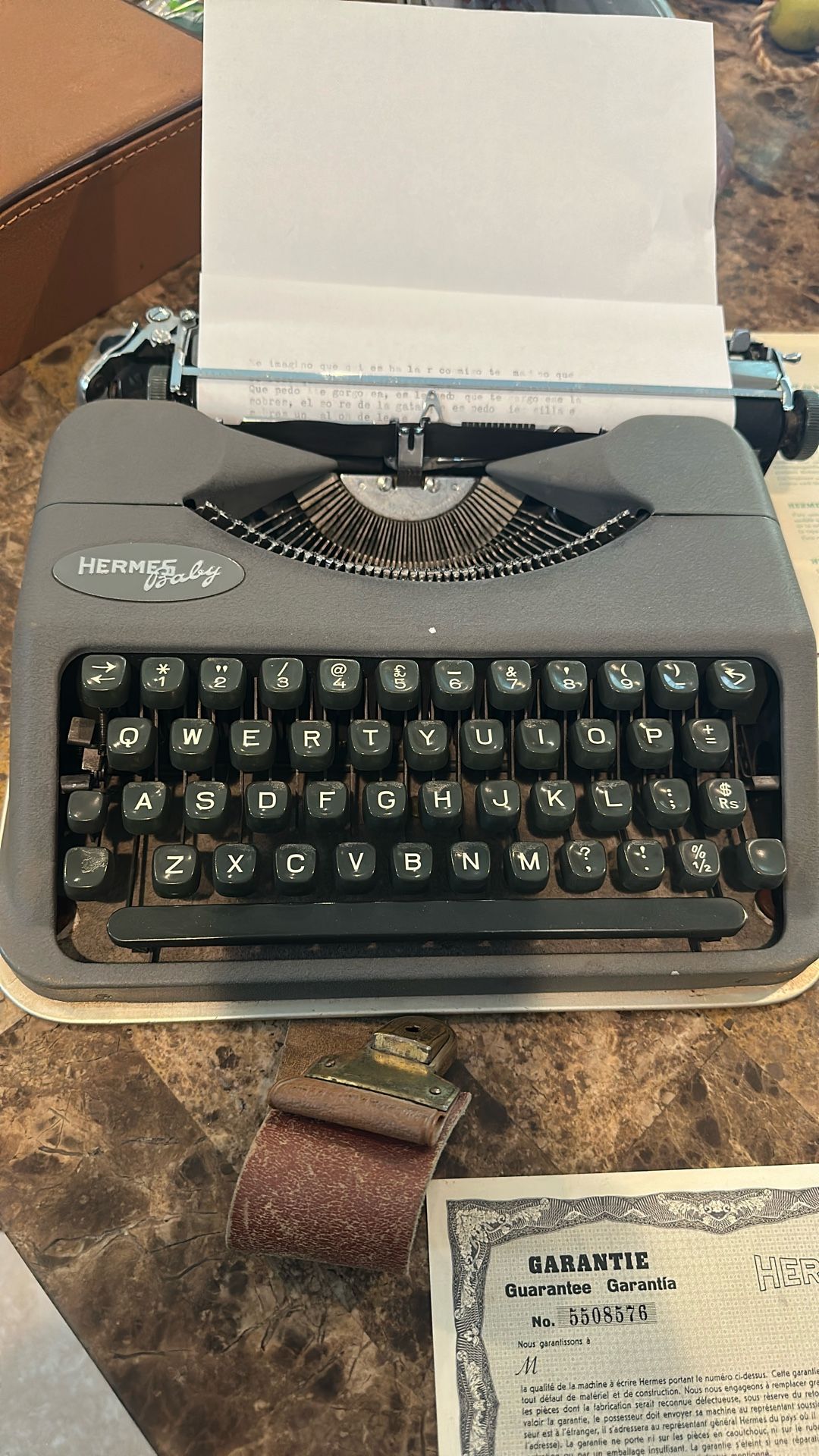 Vintage Hermes Baby Typewritter Authentic Swiss Model With Case And Papers Fully Working Collectors Item