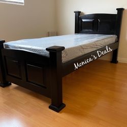 Twin Solid Wood Bed With Memory Foam Mattress $400