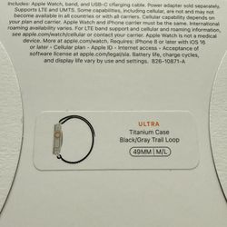 NEW Apple Watch Ultra GPS + Cellular 49mm Natural Titanium Case with Black/Gray Trail Loop - M/L