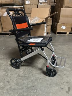 Portable Folding Wheelchair Travel With Handbreak Supports 220LBS Only 16lbs Ultra Light 