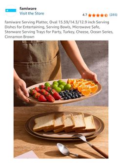 famiware Serving Platter, Oval 15.59/14.3/12.9 inch