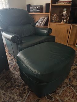 Leather chair with ottoman