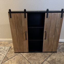 Hanging Bookcase Wall Shelf With Barn Door
