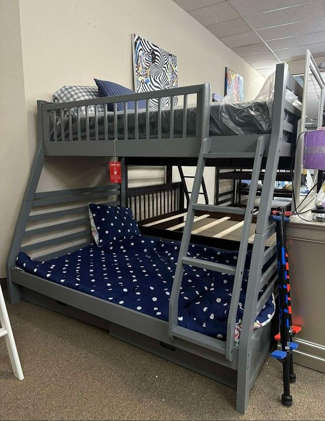 Grey Twin Over Full Bunk Bed