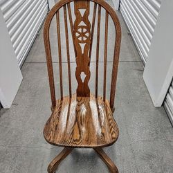 Vintage Desk Chair Oak Wheels Swivel  Dovetails Handcrafted 