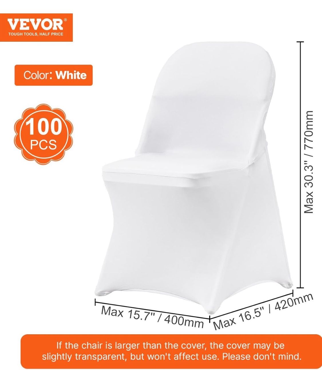 VEVOR Stretch Spandex Folding Chair Covers, Universal Chair Slipcover, Removable Washable Protective Covers for Wedding, 99 Pieces 
