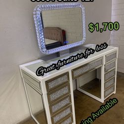 Impressions Glass Vanity With Mirror Brand New