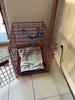 Red Wire Dog Crate with Tray