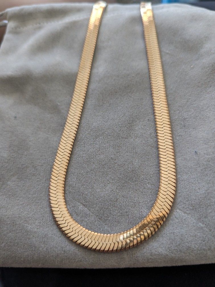 18k Plated Rose Gold Herringbone Necklace