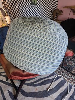 Foof Chair 4 ft Shredded Memory Foam Bean Bag, Striped Cover