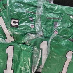 Kelly Green  Hurts  Kelce  AJ Brown Barkley  DawkinsPhiladelphia Eagles Stitched Jersey New With Tags Mens  And Womens All Sizes Upto 7x  see prices 
