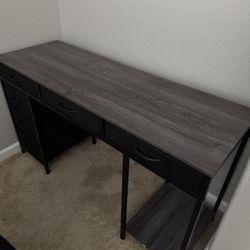 Gray Wooden desk w/frabric drawers