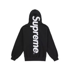 Satin Applique Hooded SweatShirt Black